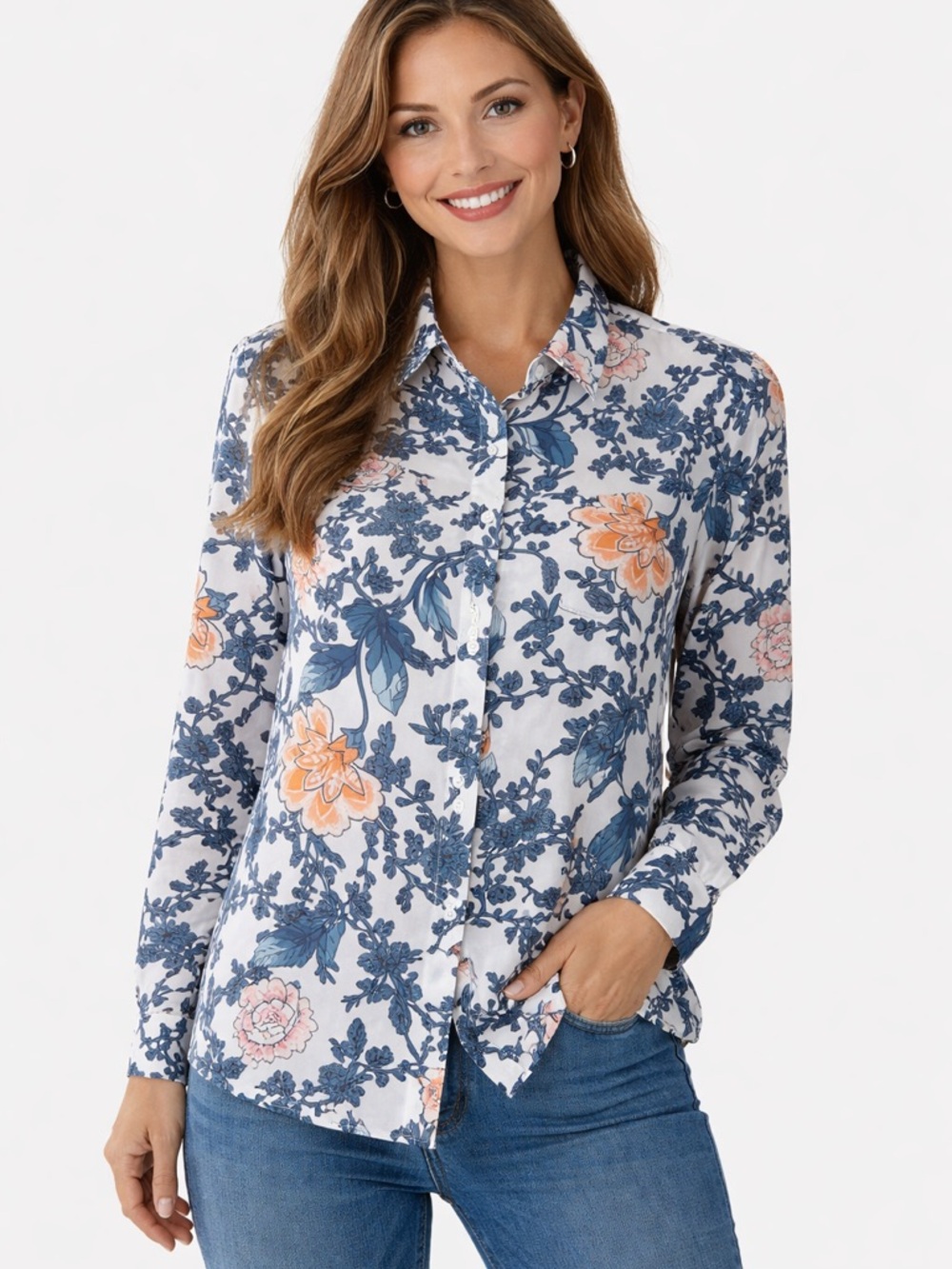 Tihari Floral Long‎ Sleeve Button-Up Shirt